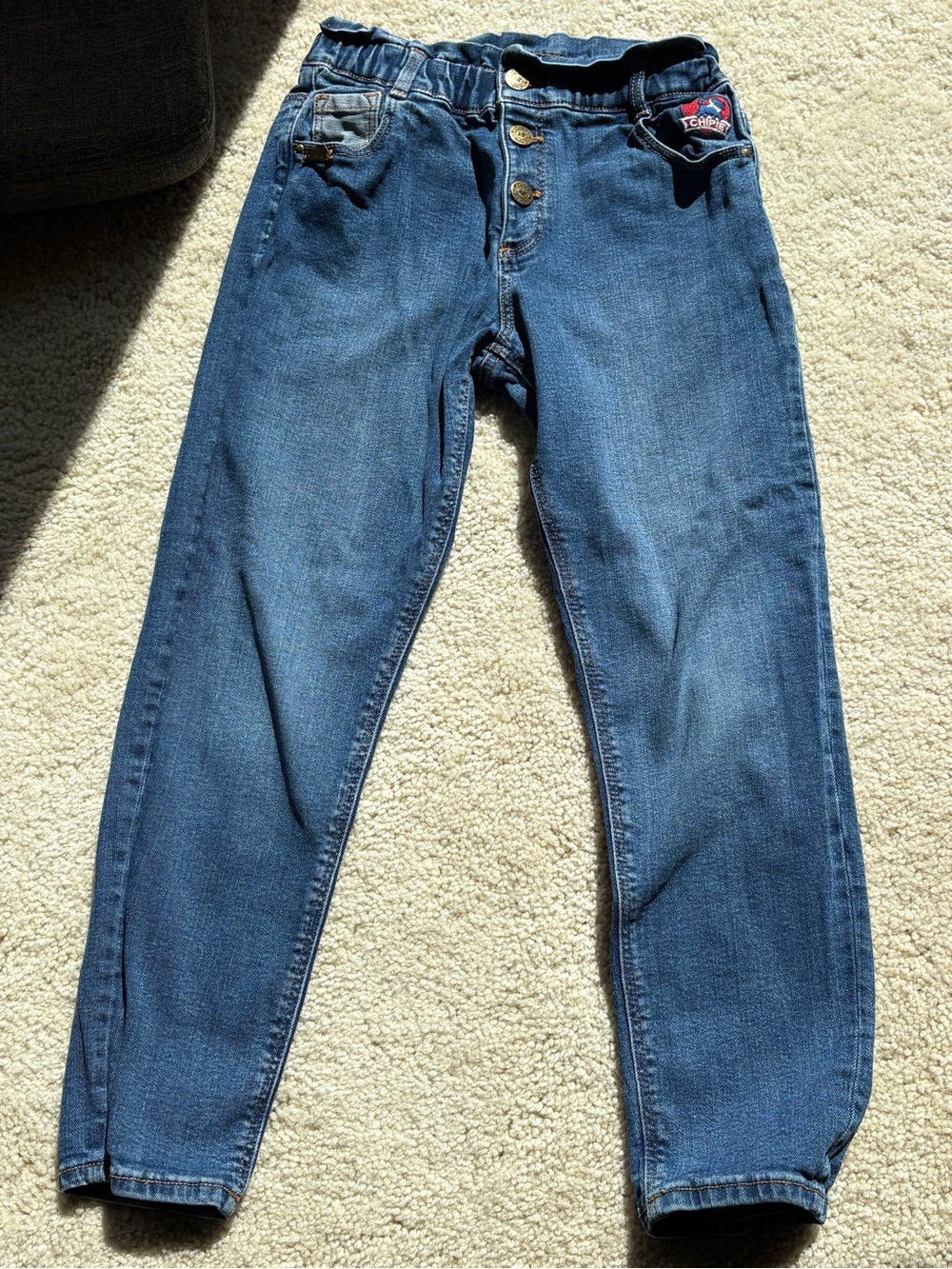 Chipie Blue Denim Jeans with Brass Accent
